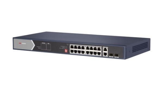 Obrázek HIKVISION DS-3E0520HP-E, Full Gb switch 16x PoE (4x HI-PoE), 2x uplink RJ-45 + 2x uplink SFP, 225W, dosah až 300m