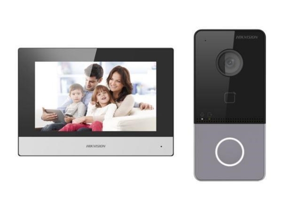 Obrázek HIKVISION DS-KIS603-P(C), kit IP videotelefonu, bytový monitor + dveřní stanice + 2x zdroj