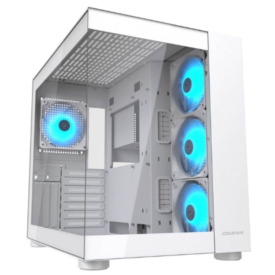 Obrázek COUGAR PC skříň FV150 RGB White Mid tower Dual-Chamber ATX glass, 4x 120mm ARGB fans