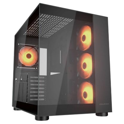 Obrázek COUGAR PC skříň FV150 RGB Black Mid tower Dual-Chamber ATX glass, 4x 120mm ARGB fans