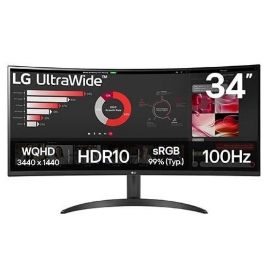 Obrázek LG MT VA LED 34" 34WR50QK - VA panel, 3440x1440, 2xHDMI, DP, prohnutý