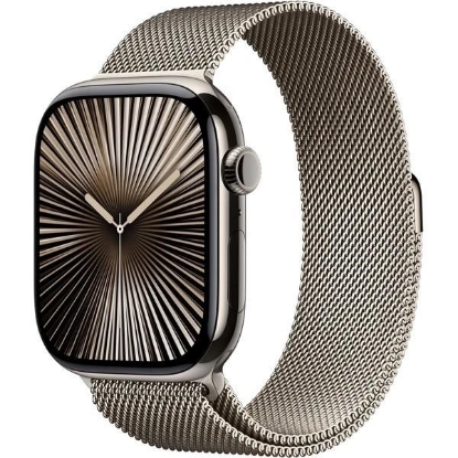 Zobrazit detail produktu - Apple Watch Series 10 GPS + Cellular 46mm Natural Titanium Case with Natural Milanese Loop - S/M Obrázek Apple Watch Series 10 GPS + Cellular 46mm Natural Titanium Case with Natural Milanese Loop - S/M