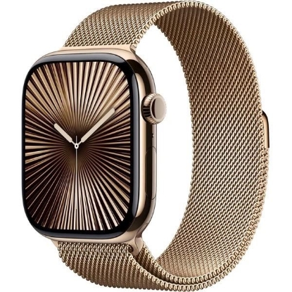 Zobrazit detail produktu - Apple Watch Series 10 GPS + Cellular 46mm Gold Titanium Case with Gold Milanese Loop - S/M Obrázek Apple Watch Series 10 GPS + Cellular 46mm Gold Titanium Case with Gold Milanese Loop - S/M