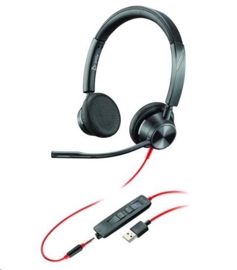 Obrázek Poly Blackwire 3325 MS Teams náhlavní souprava, 3.5 mm jack, USB-A, stereo
