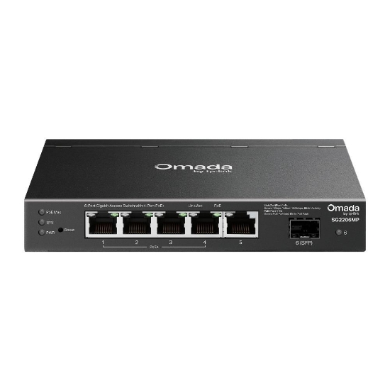Obrázek TP-Link OMADA switch SG2206MP (5xGbE,1xSFP,4xPoE+,63W,fanless)