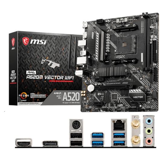 Obrázek MSI MB Sc AM4 MAG A520M VECTOR WIFI, AMD A520, 2x DDR4, WiFi, 1x DP, 1x HDMI, m- ATX