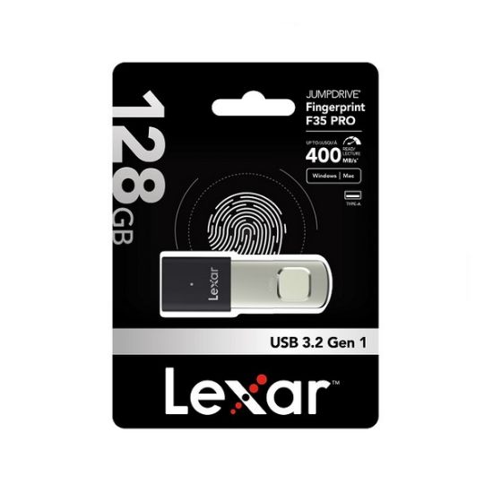 Obrázek Lexar flash disk 128GB - Fingerprint F35Pro USB 3.2 (čtení/zápis: 400/300MB/s)