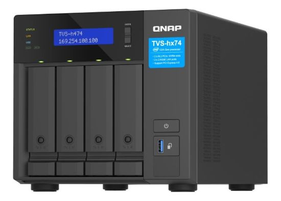 Obrázek QNAP TVS- h474- PT- 8G (2C/ PentiumGoldG7400/ 3, 7GHz/ 8 GBRAM/ 4xSATA/ 2xM.2/ 2 x 2, 5GbE/ 2xUSB3.2/ 1xHDMI/ 2xPCIe)