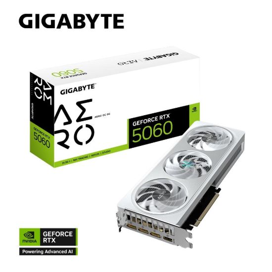 Obrázek GIGABYTE VGA NVIDIA GeForce RTX 5060 AERO OC 8G, 8G GDDR7, 3xDP, 1xHDMI