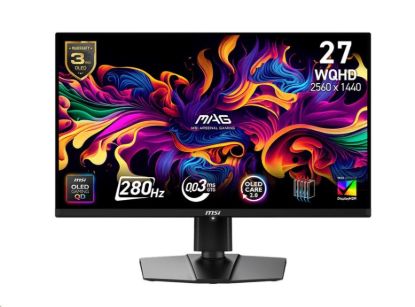 Obrázek MSI LCD MAG 271QP QD- OLED X28, 26.5" 2560x1440 QD- OLED, 280Hz, 178/ 178, 250nits, VESA, HDMI, DP, USB- C, Audio, Black