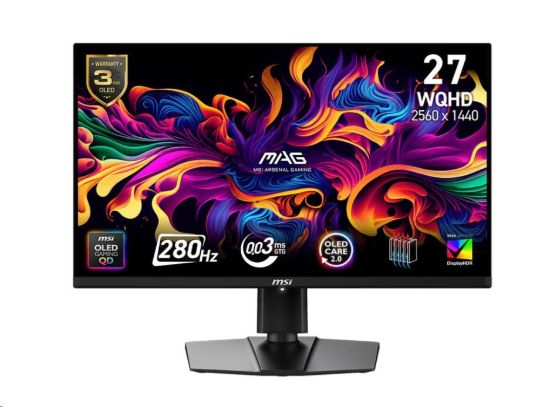 Obrázek MSI LCD MAG 271QP QD- OLED X28, 26.5" 2560x1440 QD- OLED, 280Hz, 178/ 178, 250nits, VESA, HDMI, DP, USB- C, Audio, Black