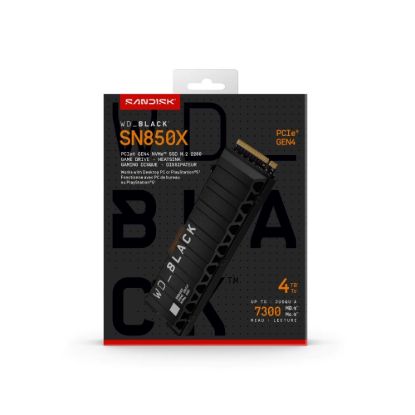 Obrázek WD BLACK SSD NVMe 4TB PCIe SN850X Powered by SanDisk, Gen4, (R:7300, W:6600MB/s), Chladič