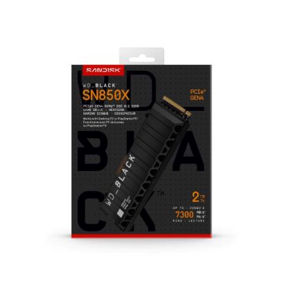 Obrázek WD BLACK SSD NVMe 2TB PCIe SN850X Powered by SanDisk, Gen4, (R:7300, W:6600MB/s), Chladič
