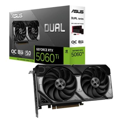 Obrázek ASUS VGA NVIDIA GeForce RTX 5060 Ti DUAL OC 8G, 8GB GDDR7, 3xDP, 1xHDMI