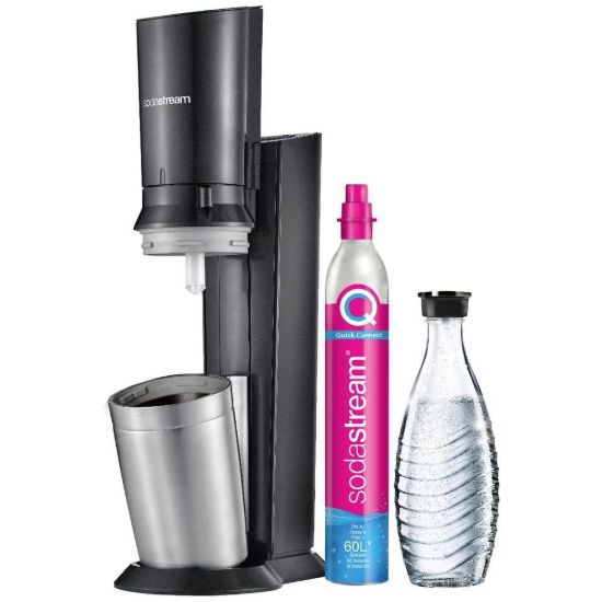 Obrázek SodaStream Crystal 3.0 výrobník sody, 0, 6l skleněná karafa, bombička s CO2, černý