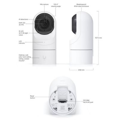 Obrázek Ubiquiti IP kamera UniFi Protect UVC-G5-Flex, outdoor, 4Mpx, IR, PoE napájení, LAN 100Mb