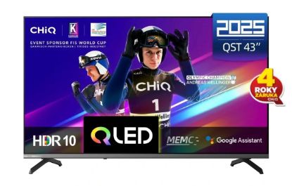 Obrázek CHiQ U43QST TV 43", UHD, QLED, ultratenká, Google TV, DLG 120 Hz, Dolby Audio, Frameless, metalická