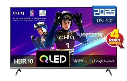 Obrázek CHiQ U50QST TV 50", UHD, QLED, ultratenká, Google TV, DLG 120 Hz, Dolby Audio, Frameless, metalická