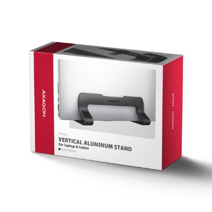 Obrázek AXAGON STND- VB vertikální hliníkový stojan na notebook 10"- 17.3" nastavitelný rozestup, černý