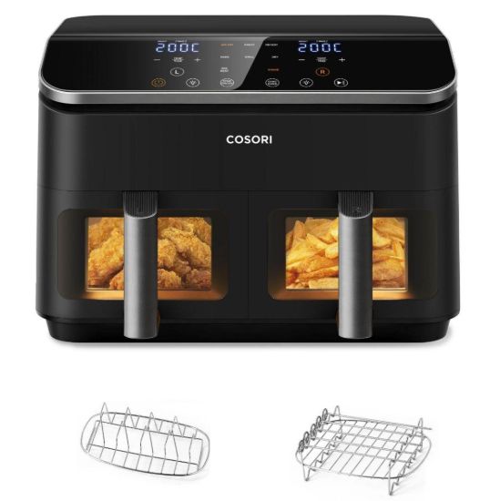 Obrázek Cosori Dual Basket horkovzdušná fritéza 8.5l  + 5x špíz a rošt