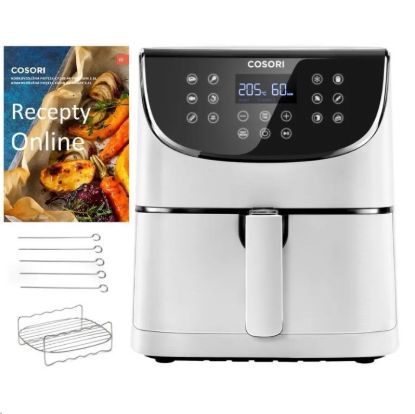 Obrázek Cosori CP158-AF PREMIUM –  5.5L horkovzdušná fritéza + 5x špíz a gril. rošt, white