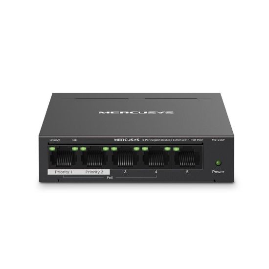Obrázek MERCUSYS switch MS105GP (5xGbE, 4xPoE+, 65 W, fanless)