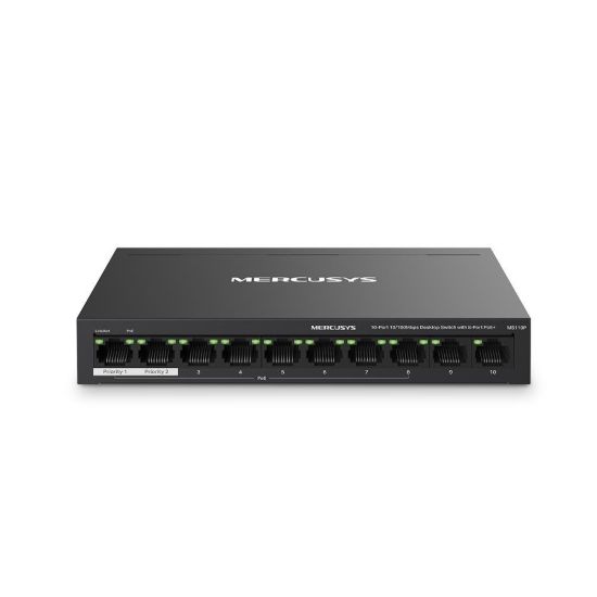 Obrázek MERCUSYS switch MS110P (10 x 100Mb/ s, 8xPoE+, 65 W, fanless)