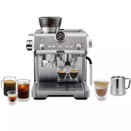 Obrázek DeLonghi La Specialista Opera pákový kávovar, 1550 W, vestavěný mlýnek, parní tryska MyLatte, nerez