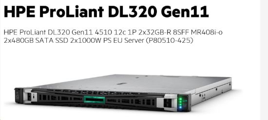 Obrázek HPE PL DL320g11 4510 (2.4/12C) 2x32G (p64706) 2x480G (P40497) MR408i-o 8SFF 2x1000W 2x1Gb Smart Choice
