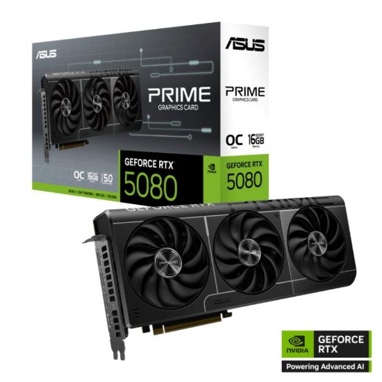 Obrázek ASUS VGA NVIDIA GeForce RTX 5080 PRIME 16GB OC, 16GB GDDR7, 3xDP, 1xHDMI
