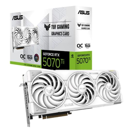 Obrázek ASUS VGA NVIDIA GeForce RTX 5070 Ti TUF GAMING 16 GB OC WHITE, 16 GB GDDR7, 3xDP, 2xHDMI