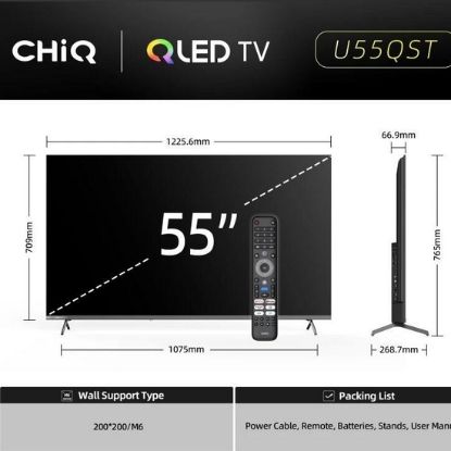 Obrázek CHiQ U55QST TV 55", UHD, QLED, ultratenká, Google TV, DLG 120 Hz, Dolby Audio, Frameless, metalická