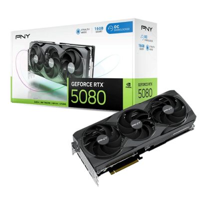 Obrázek PNY VGA Nvidia GeForce RTX 5080 16 GB Triple Fan OC, RTX 5080 OC, 16 GB GDDR7, 3xDP, 1xHDMI