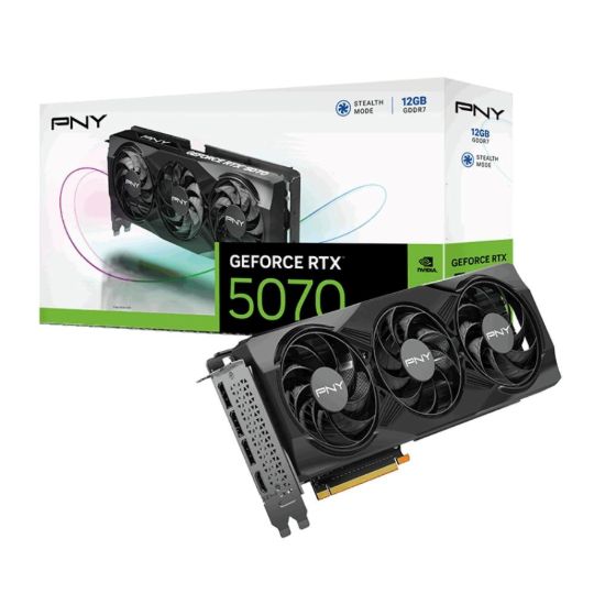 Obrázek PNY VGA Nvidia GeForce RTX 5070 12 GB Triple Fan, RTX 5070, 12 GB GDDR7, 3xDP, 1xHDMI
