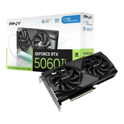Obrázek PNY VGA Nvidia GeForce RTX 5060 Ti 8 GB Dual Fan OC, RTX 5060 Ti OC, 8 GB GDDR7, 3xDP, 1xHDMI