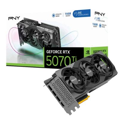 Obrázek PNY VGA Nvidia GeForce RTX 5070 Ti 16 GB OC Triple Fan, RTX 5070 Ti OC, 16 GB GDDR7, 3x DP, 1x HDMI