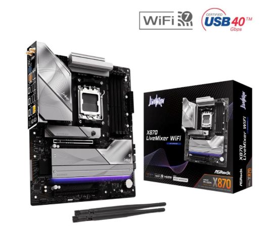 Obrázek ASRock MB Sc AM5 X870 LiveMixer WiFi, AMD X870, 4xDDR5, 1xHDMI, 2xUSB4, WI- FI, ATX