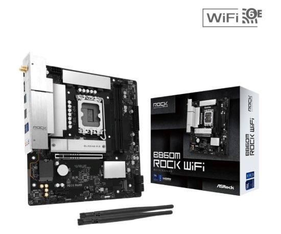 Obrázek ASRock MB Sc LGA1851 B860M ROCK WIFI, Intel B860, 2xDDR5, 1xHDMI, 1x DP, WiFi, mATX