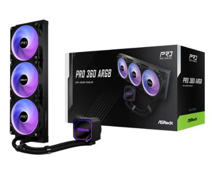 Obrázek ASROCK Vodní chladič Pro 360 ARGB, 3 x 120mm, LGA1851, AM5, černá