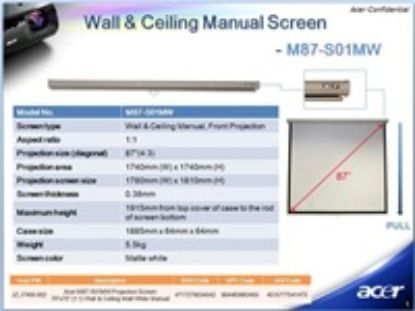 Obrázek ACER Projekční plátno M90- W01MG Projection Screen, 1960 x 1100, 90'' (16: 9) Wall & Ceiling Gray Manual