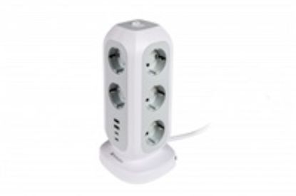 Obrázek VERBATIM EU Power Tower EUPT- 01 Nabíjecí stanice , 11x 230V, 2x USB- C, 2x USB- A