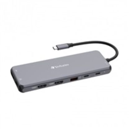 Obrázek VERBATIM Hub USB- C Pro Multiport 13 Port, 6x USB- A, 2x USB- C, 2x HDMI, DP, RJ45, 3.5mm Jack audio, šedá