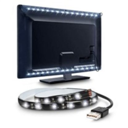 Obrázek Solight LED pásek pro TV, 100cm, USB, vypínač, studená bílá