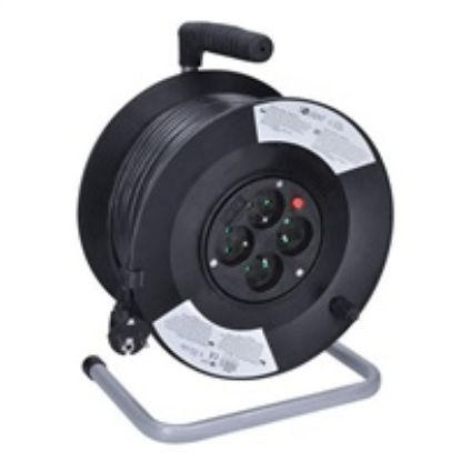 Obrázek Solight prodlužovací přívod na bubnu, 4 zásuvky, 50m, černý kabel, 3x 1, 5mm2