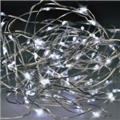 Obrázek Solight vánoční řetěz stříbrný, 100x mini LED, 10m, 3 x AA, studené světlo