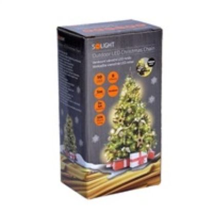 Obrázek Solight LED venkovní vánoční řetěz, 50LED, 5m, 3m přívod, 8 funkcí, IP44, 3x AA, teplá bílá