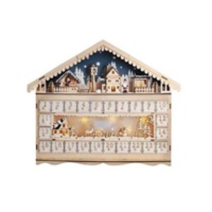 Obrázek Solight LED adventní kalnedář - horská chata, 10x LED, 50 x 40cm, 2x AA