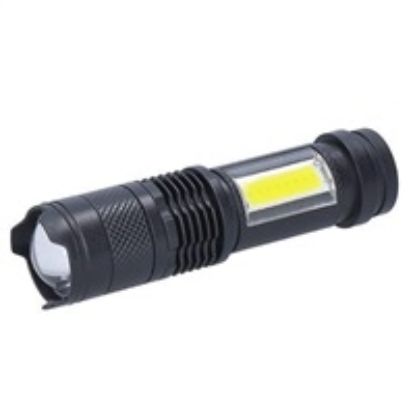 Obrázek Solight LED nabíjecí kapesní svítilna se zoomem, 100lm + 70lm, Li- Ion, USB, černá