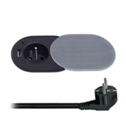 Obrázek Solight 1z + USB A+C 20 W PD vestavná zásuvka s posuvným víčkem, 2m, stříbrná