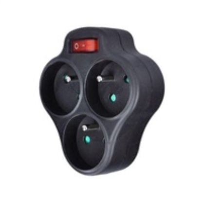 Obrázek Solight rozbočka, 3 x 10A, černá, vypínač